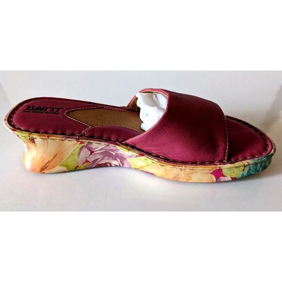 Born Women Sandals Hand Crafted Pink Floral Platform Genuine Leather Size 35 M/W - Picture 2 of 10